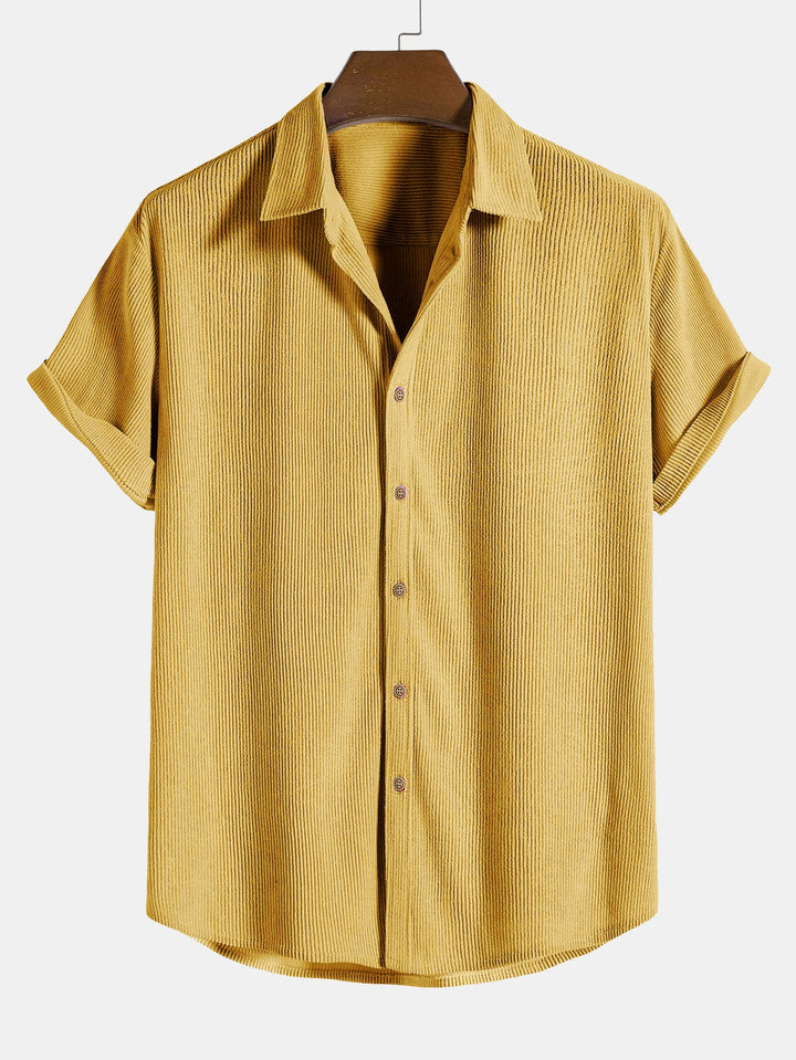 Short Sleeve Corduroy Button-Down Shirt & Shorts
