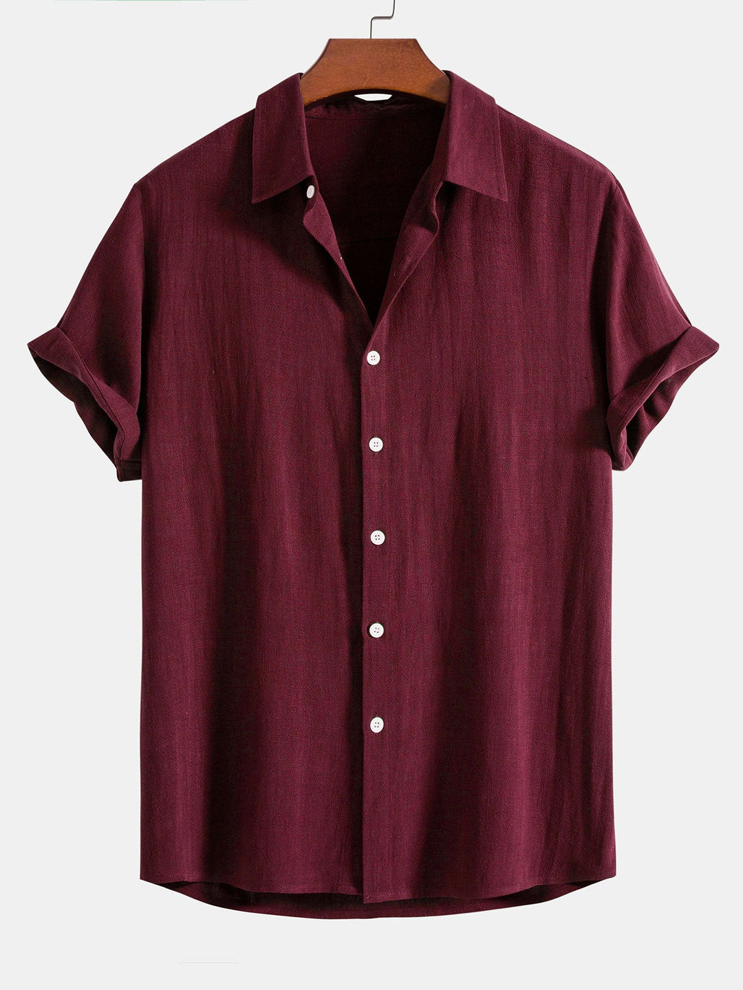 Linen Rayon Mix Button-Up Shirt