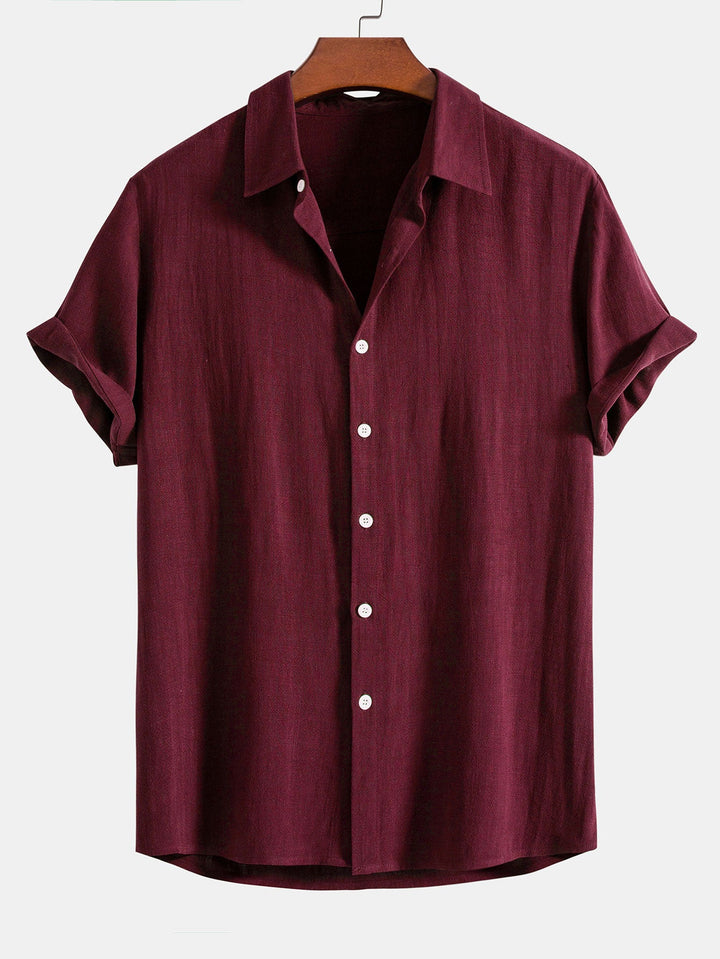 Linen Rayon Mix Button-Up Shirt