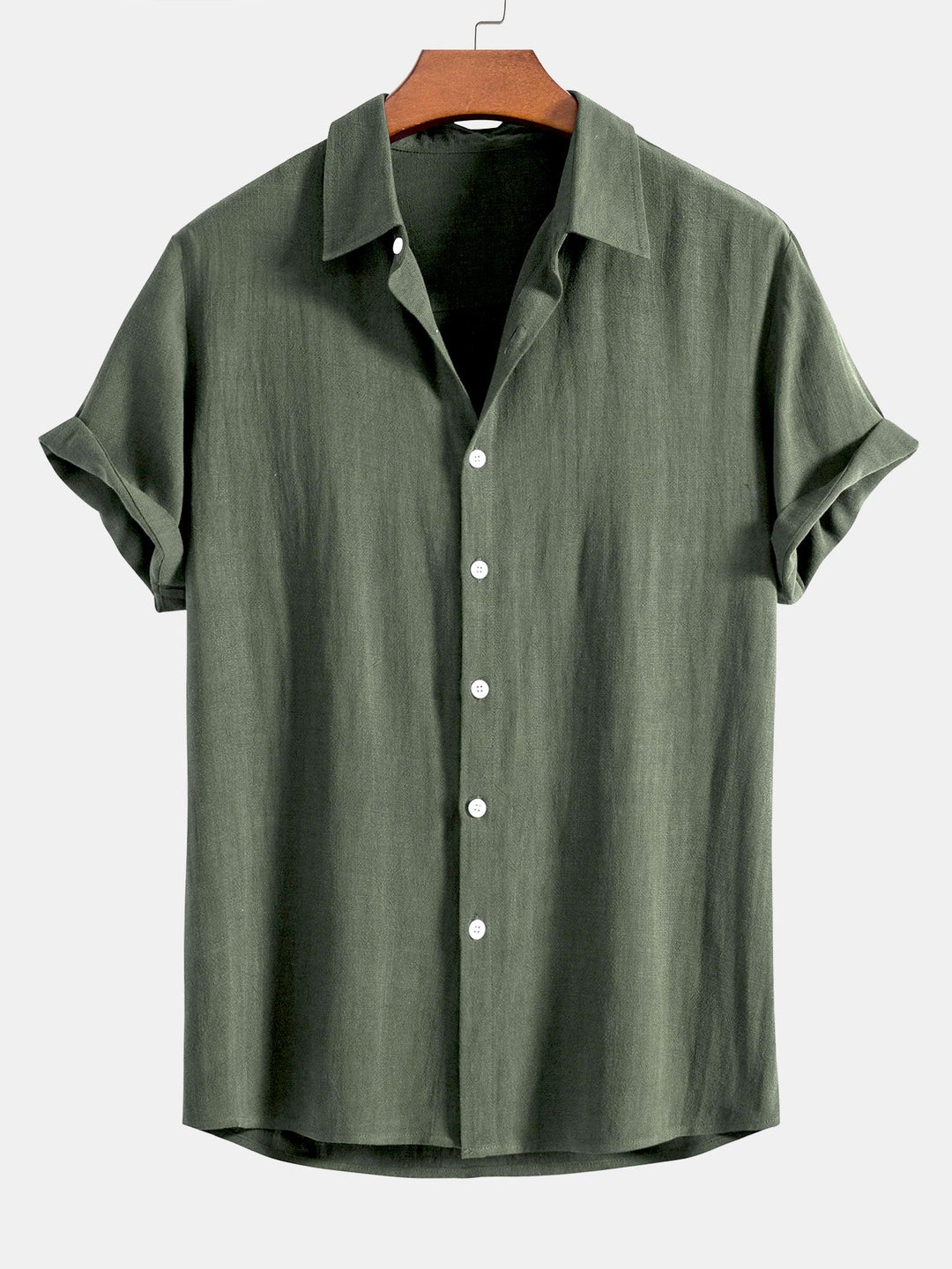 Linen Rayon Mix Button-Up Shirt
