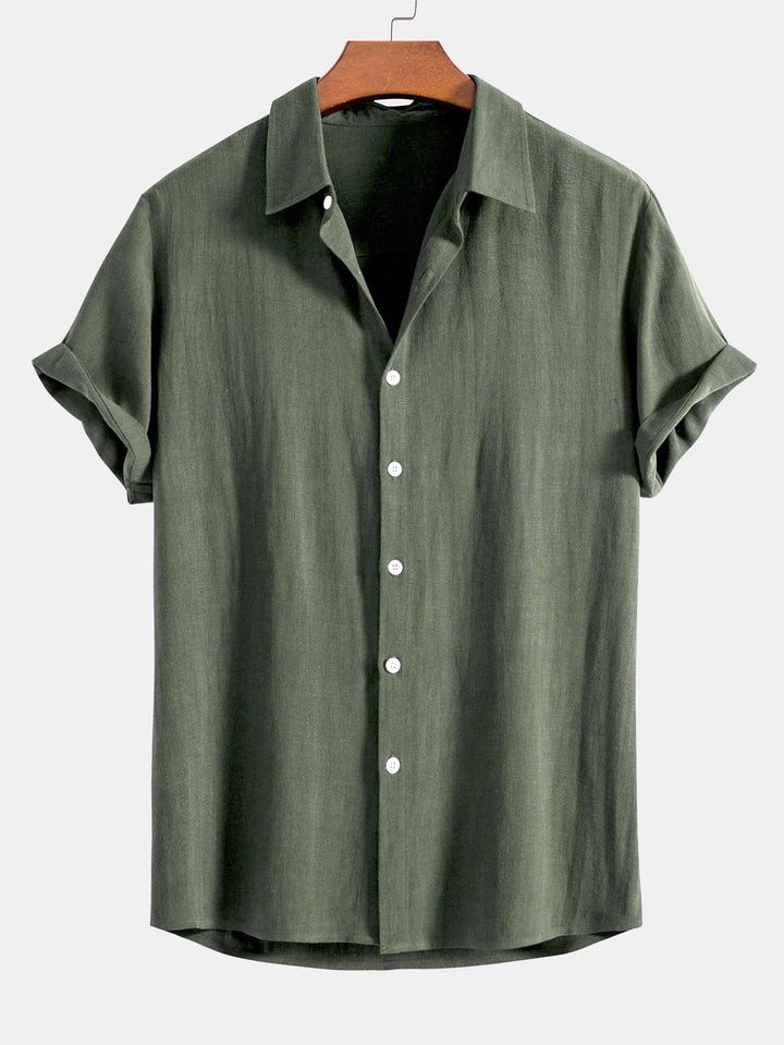 Linen Rayon Mix Button-Up Shirt
