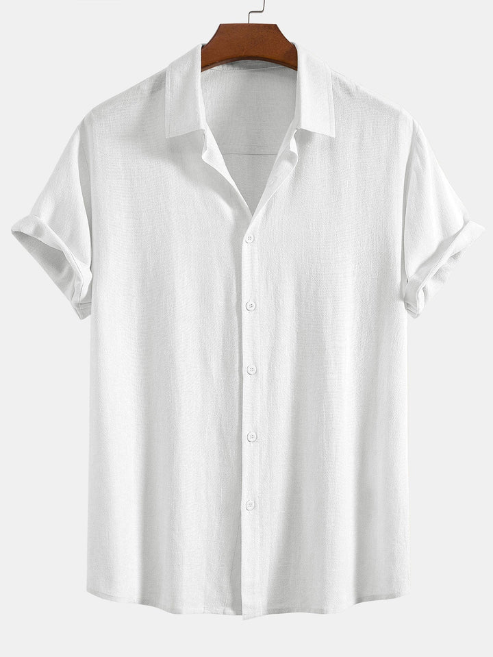 Linen Rayon Mix Button-Up Shirt