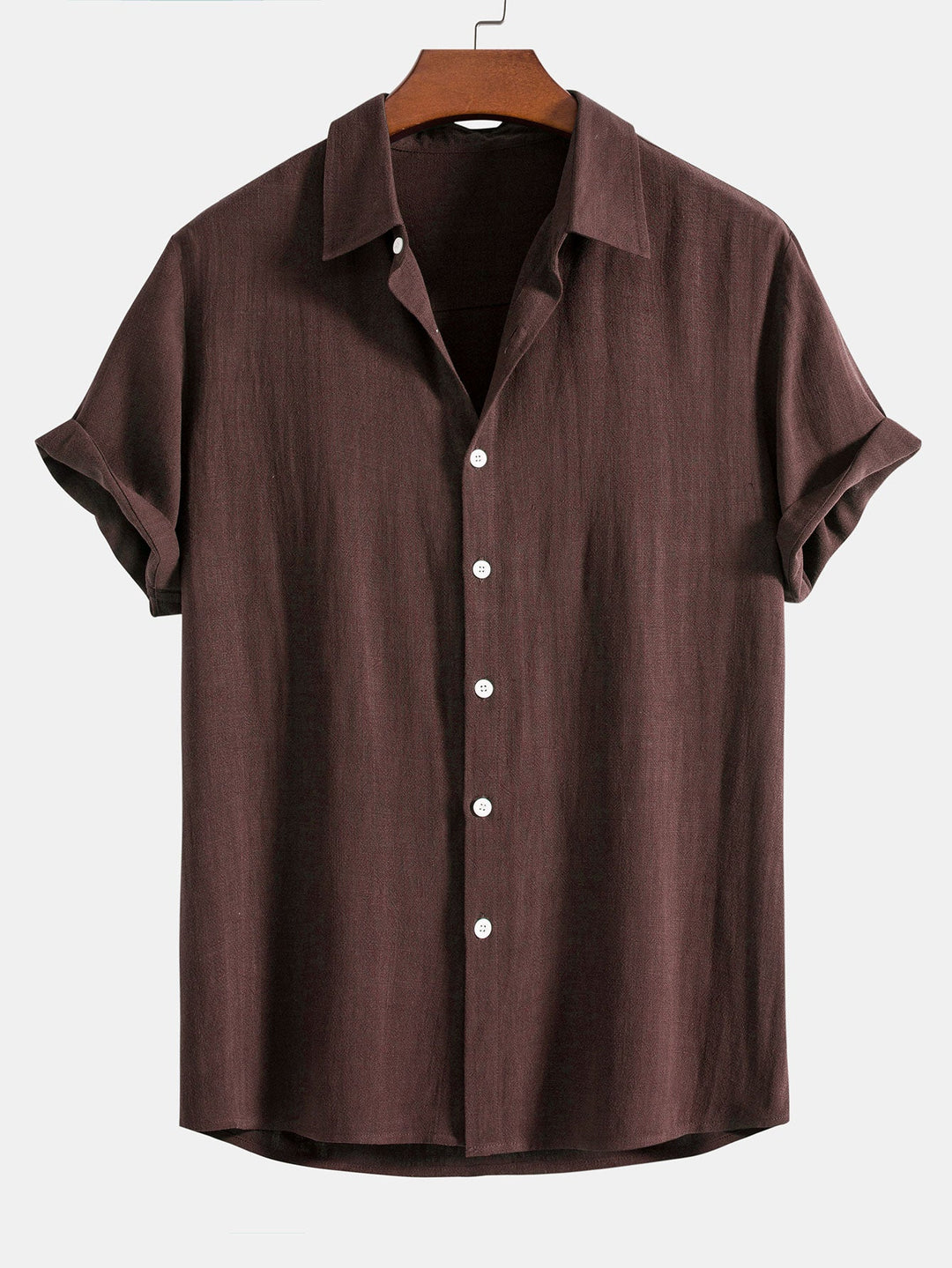 Linen Rayon Mix Button-Up Shirt