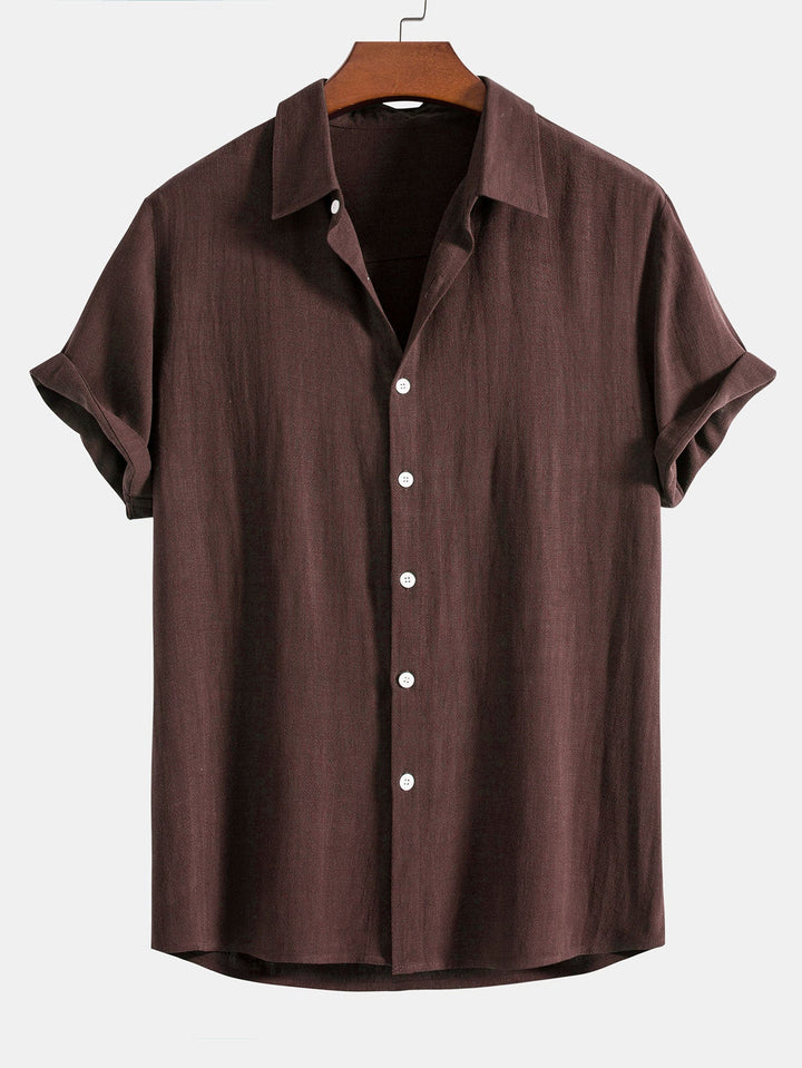 Linen Rayon Mix Button-Up Shirt