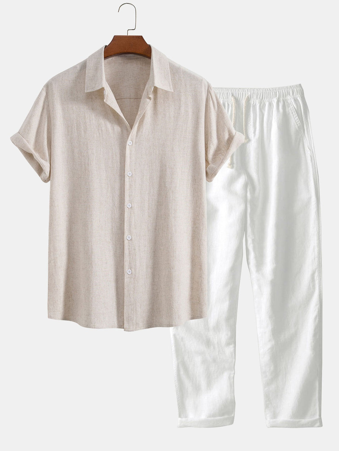 Linen Rayon Mix Button Shirt & Straight Linen Pants