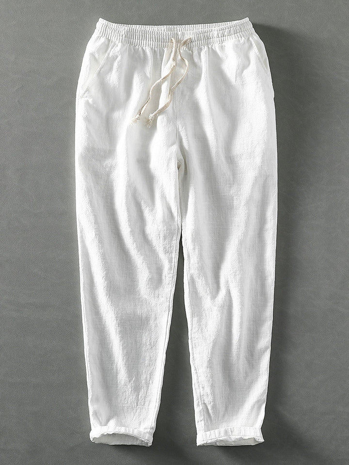 Linen Cotton Mix Cropped Pants