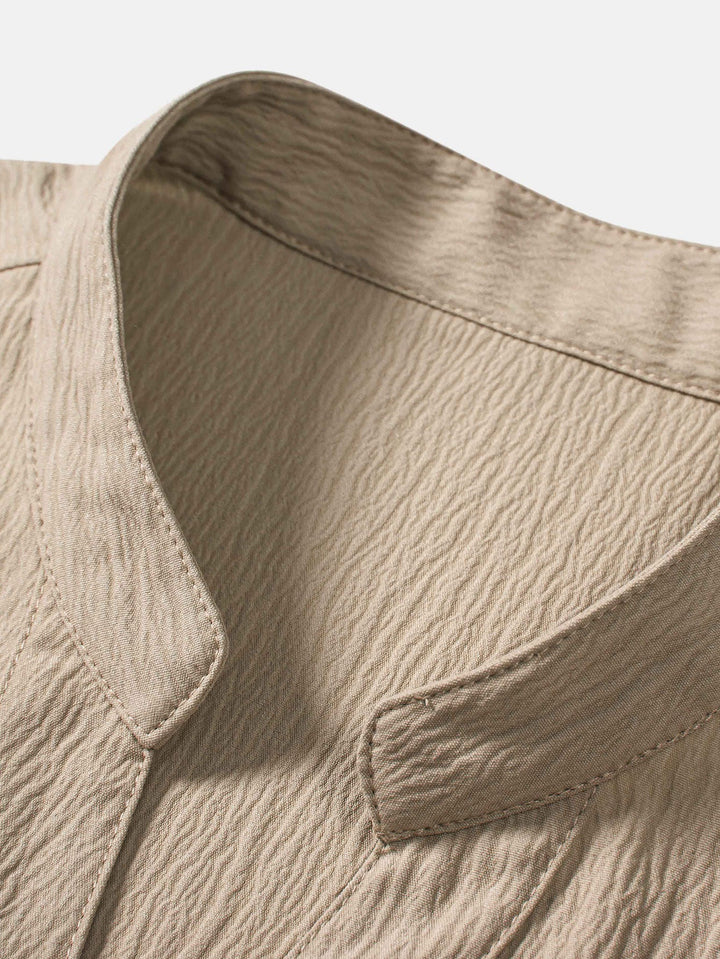 Wrinkled texture shirt & wrinkled Straight pants