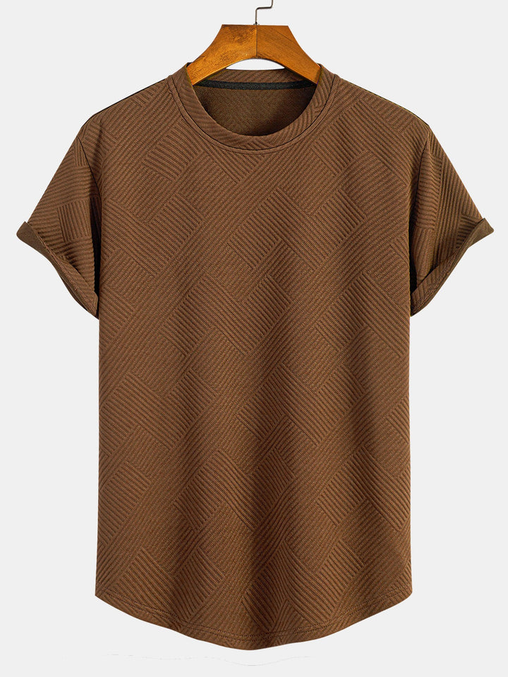 Short Sleeve Striped Jacquard Bow Hem T-Shirt