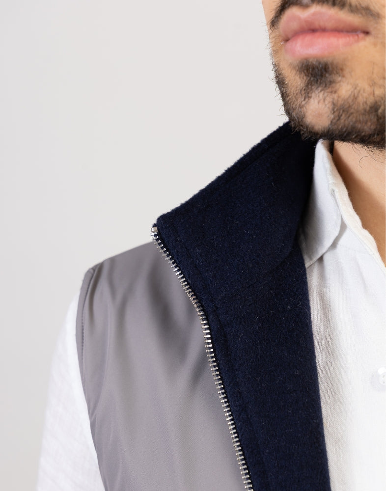 Pothiares Reversible Wool Gilet | Brown