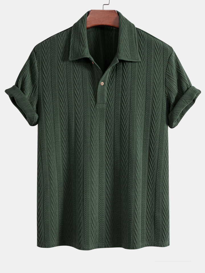 Knitted Geometric Jacquard Polo