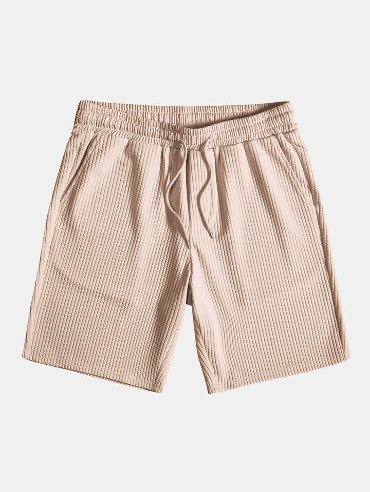 Muscle Fit Ribbed Stand-Up Collar Shirt & Shorts