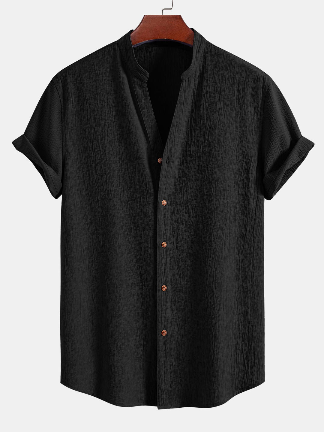 Wrinkled texture shirt & wrinkled Straight pants