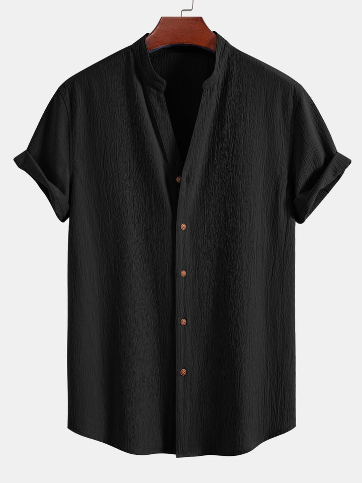 Wrinkled texture shirt & wrinkled Straight pants