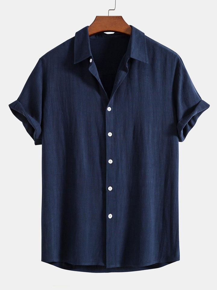 Linen Rayon Mix Button-Up Shirt