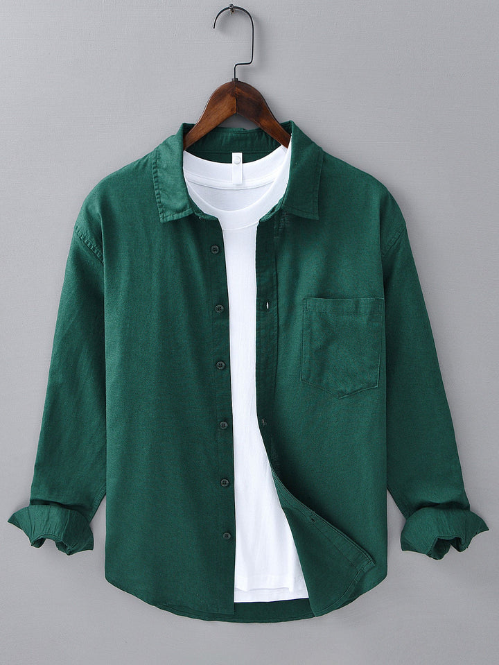 Linen long sleeve cotton shirt with pocket