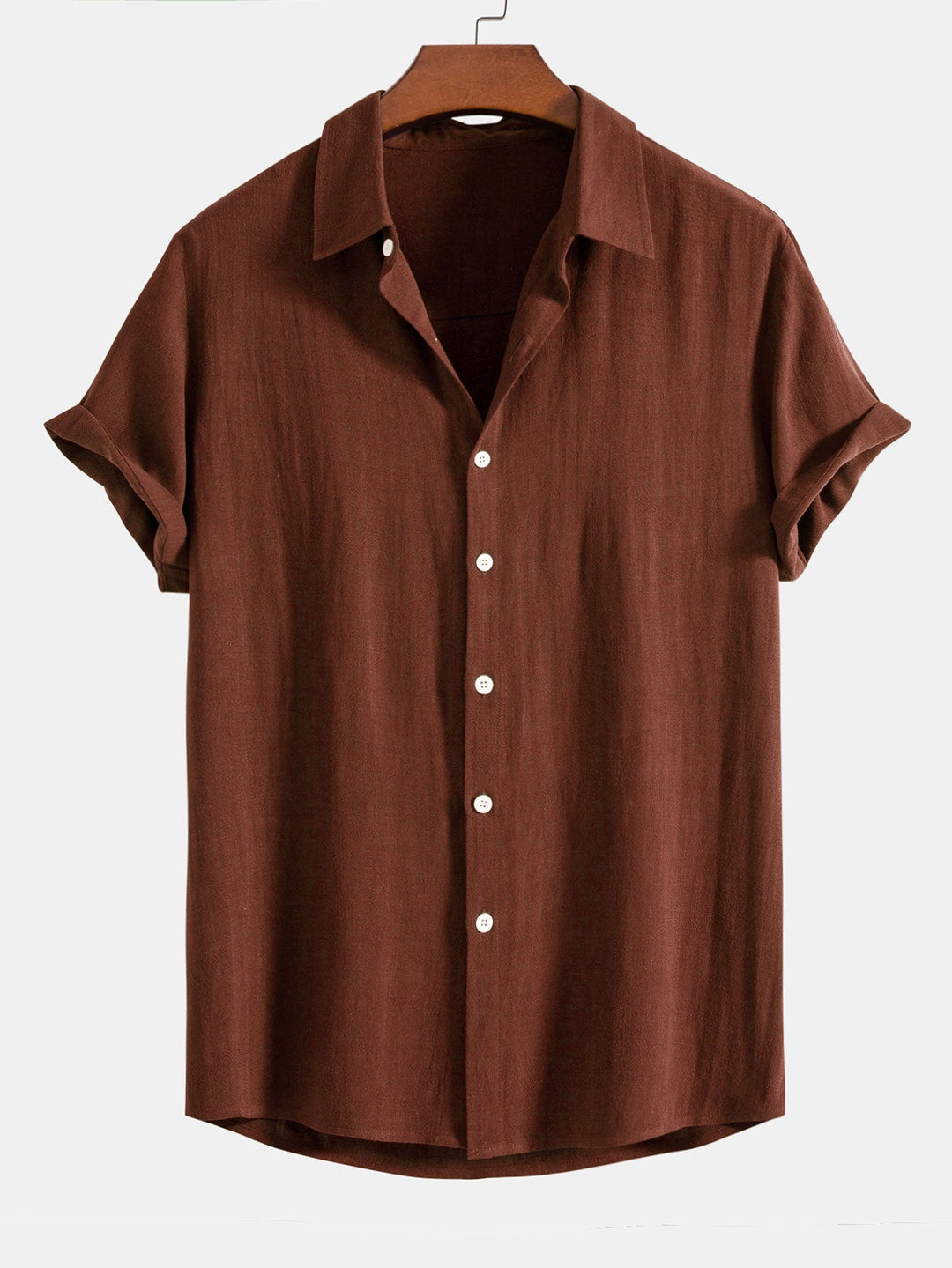 Linen Rayon Mix Button-Up Shirt