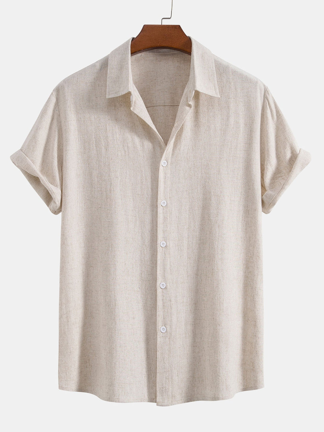 Linen Rayon Mix Button-Up Shirt