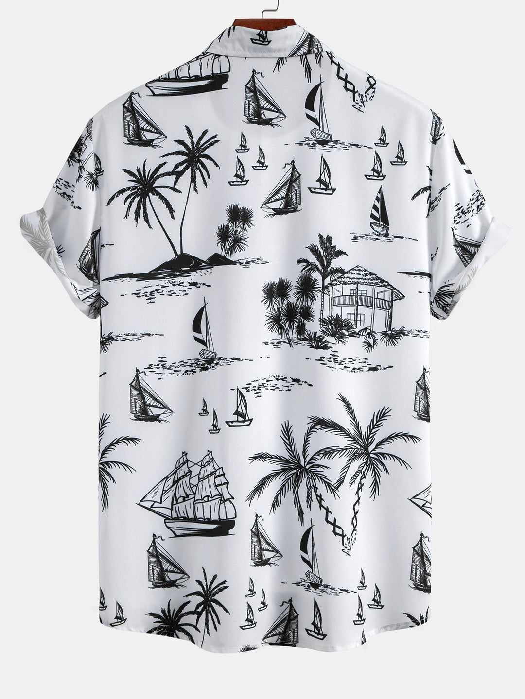 Island Sailing Print Button-Up Shirt & Swim Shorts