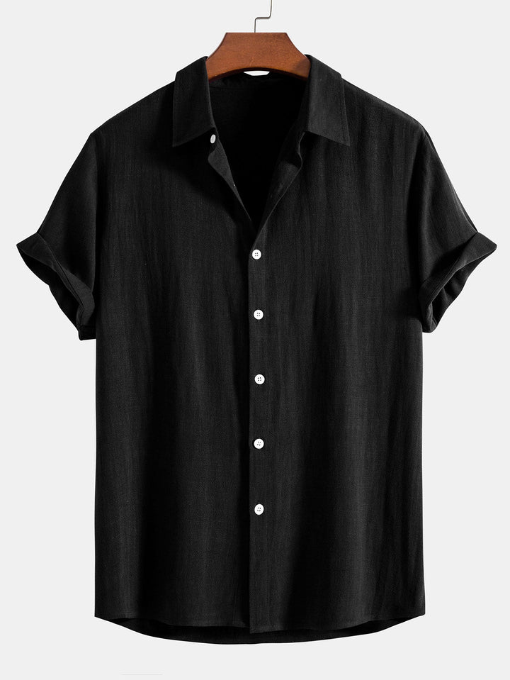 Linen Rayon Mix Button-Up Shirt
