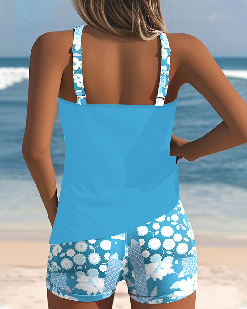 Swimsuit Tank Top Printed Shorts