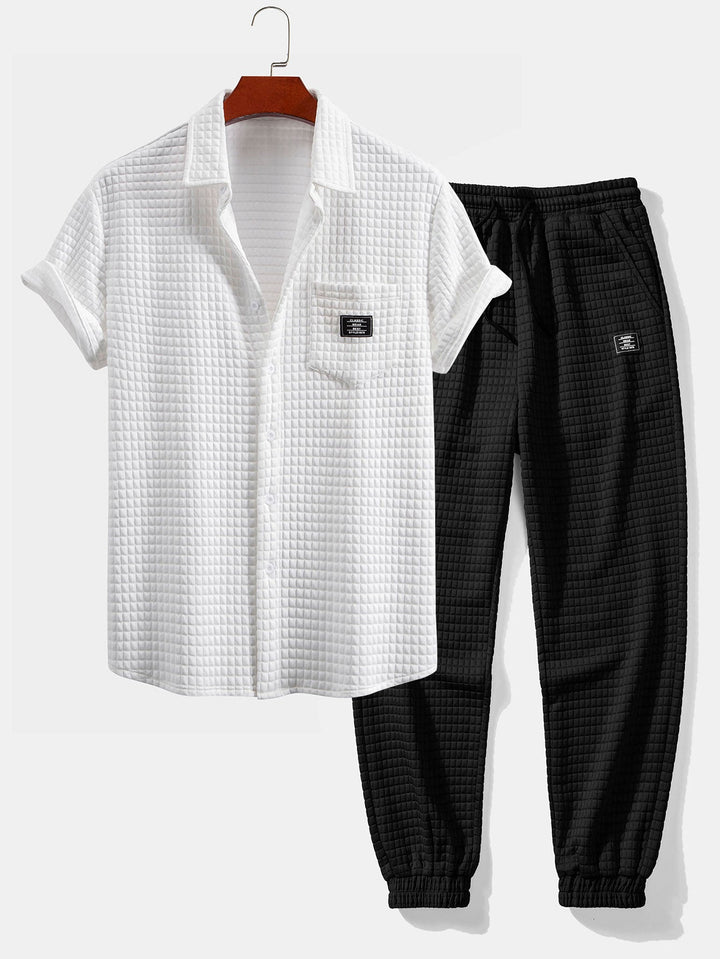 Short Sleeve Waffle Shirt & Drawstring Waffle Joggers