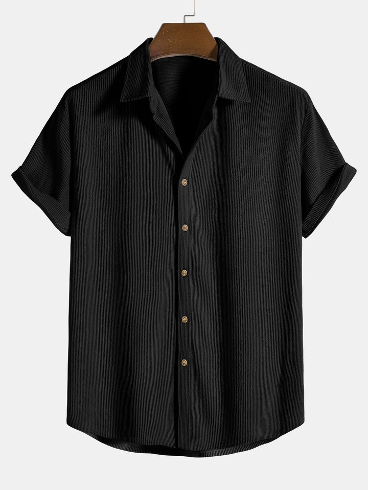 Short Sleeve Corduroy Button-Down Shirt & Shorts