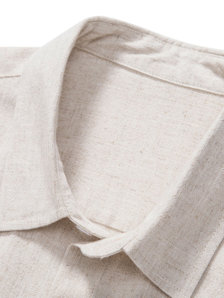 Linen Rayon Mix Button-Up Shirt