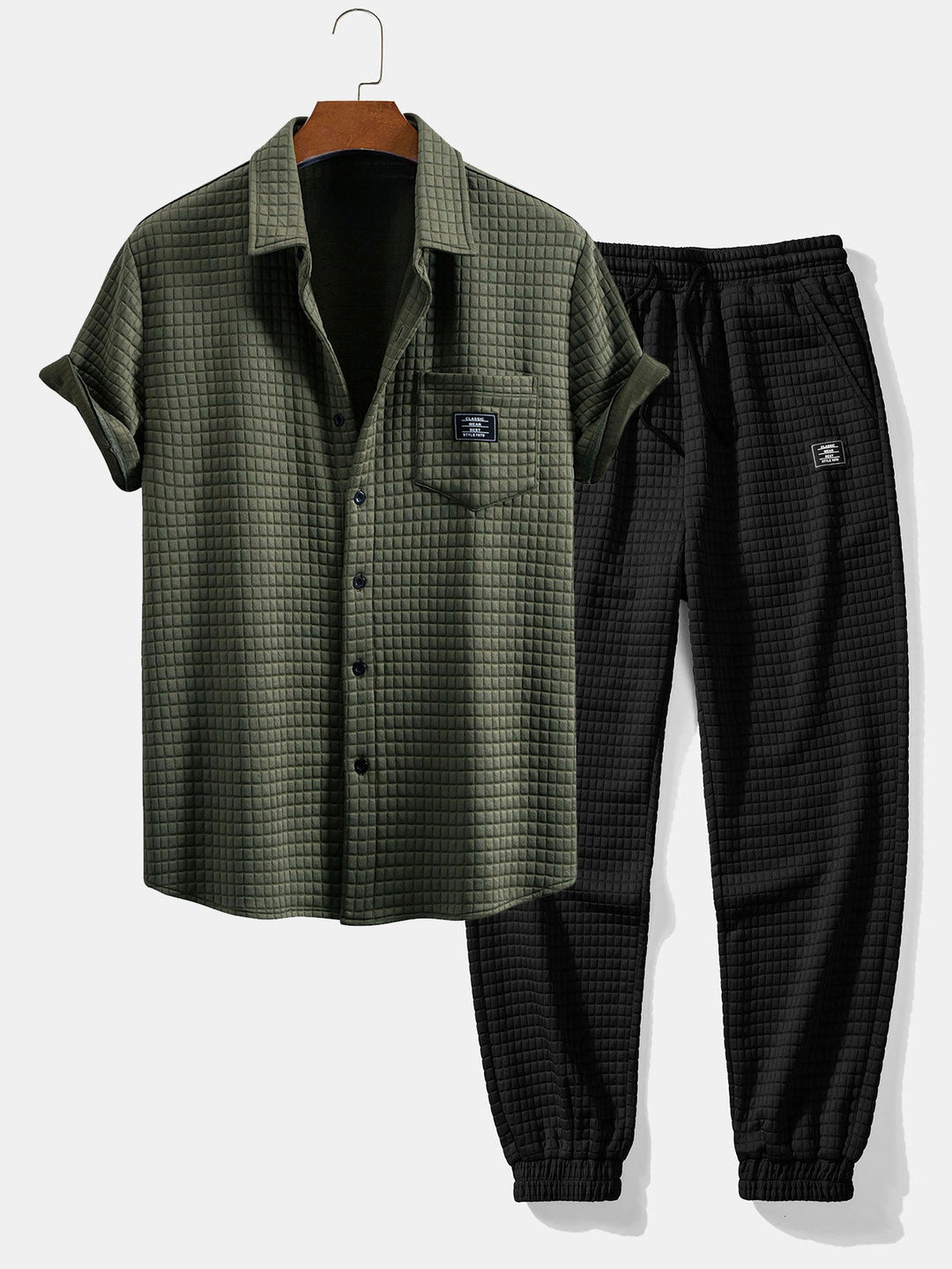 Short Sleeve Waffle Shirt & Drawstring Waffle Joggers