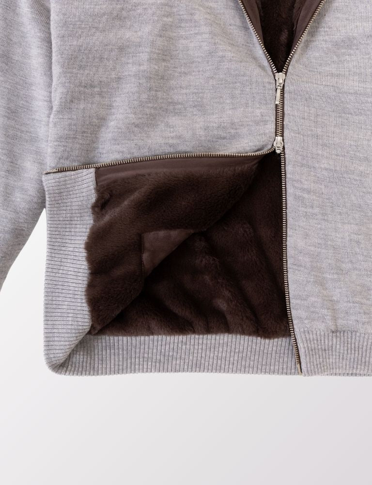 Pothiares Full Fur lined Cardigan | Navy
