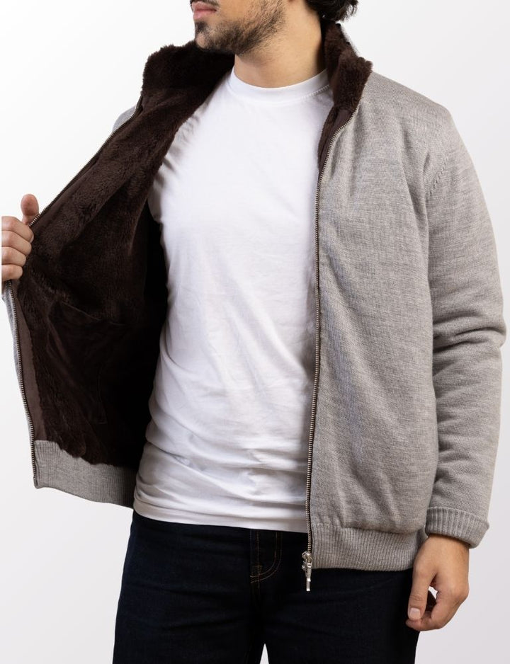 Pothiares Full Fur lined Cardigan | Navy