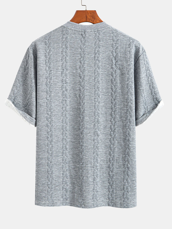 Relax Fit Mid-Length Sleeve Twist Jacquard T-Shirt & Shorts