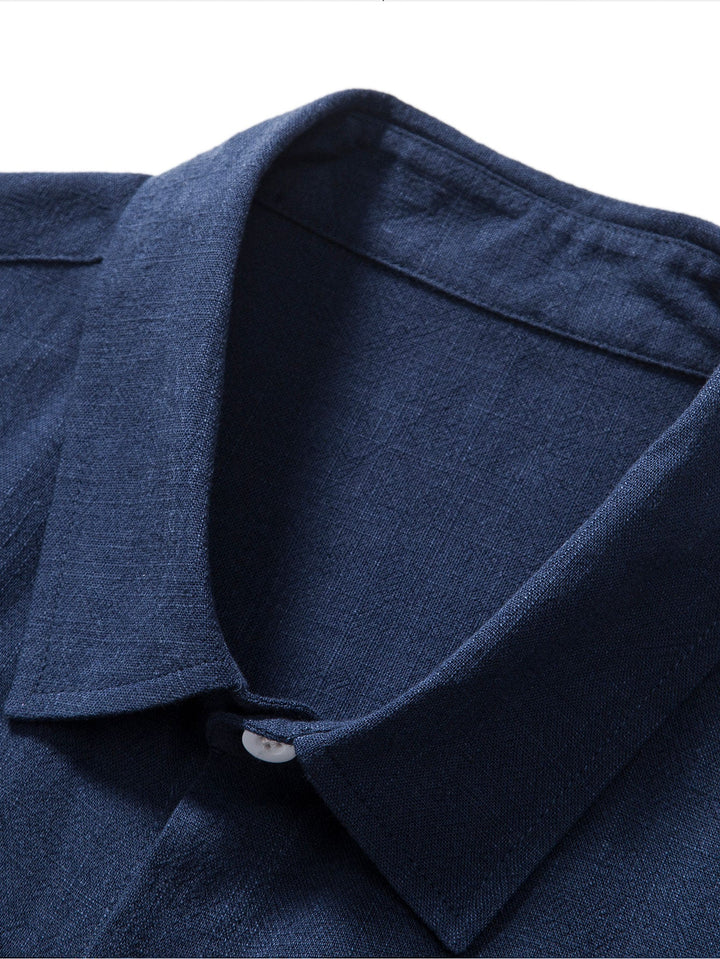 Linen Rayon Mix Button-Up Shirt