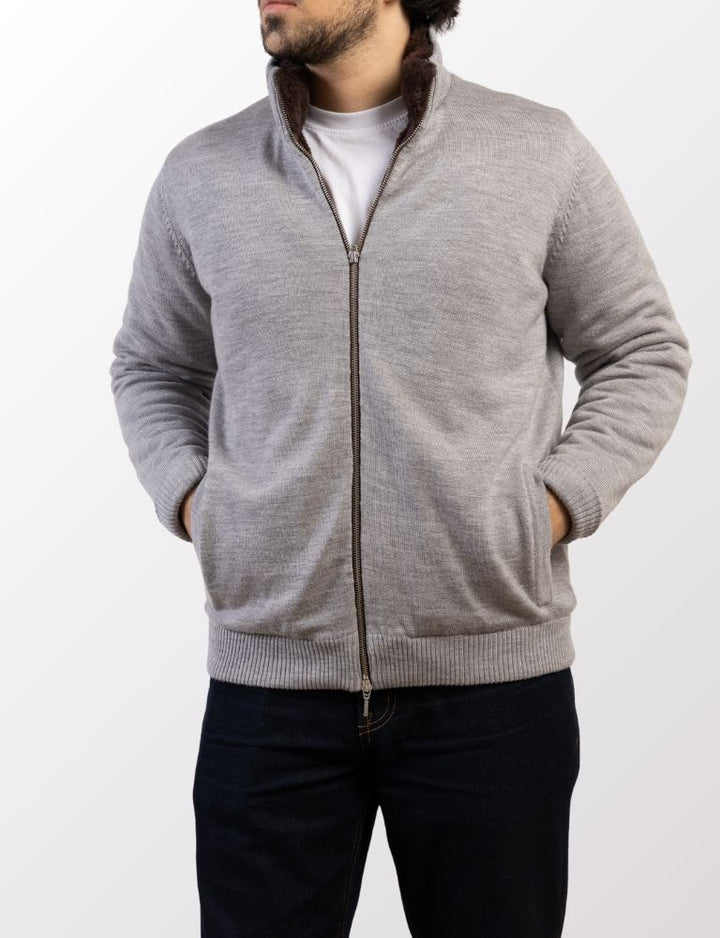 Pothiares Full Fur lined Cardigan | Navy