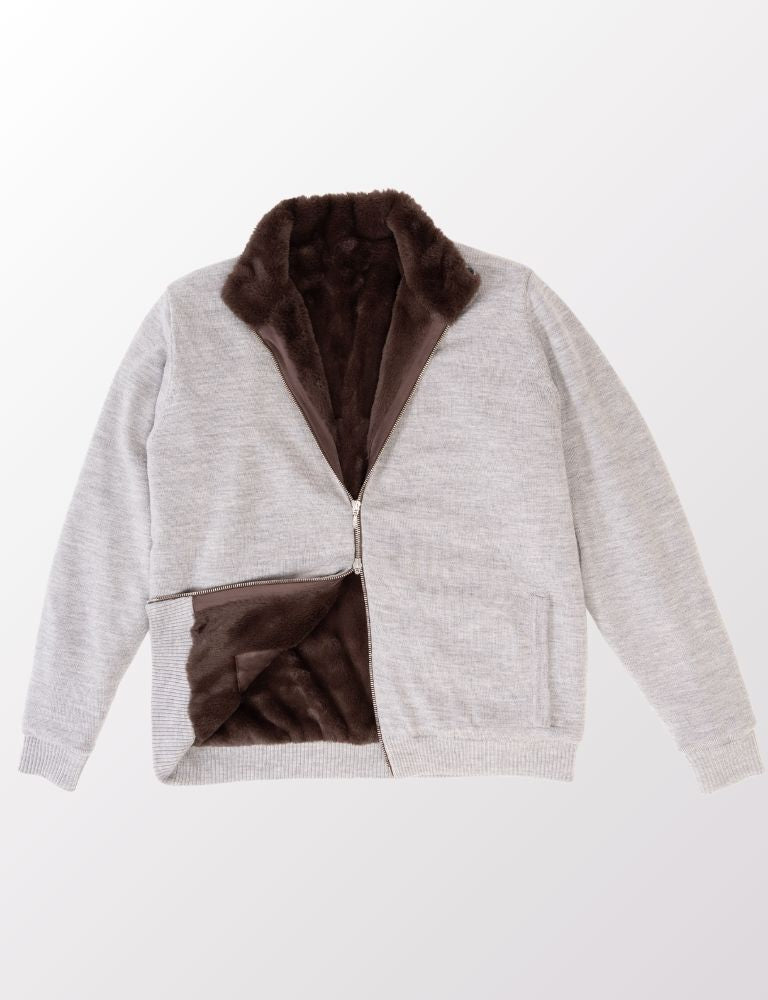 Pothiares Full Fur lined Cardigan | Navy