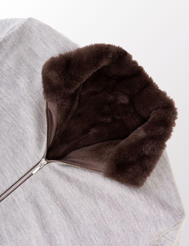 Pothiares Full Fur lined Cardigan | Navy