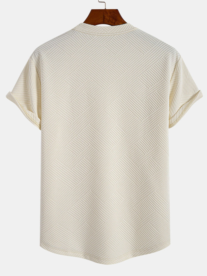 Short Sleeve Striped Jacquard Bow Hem T-Shirt