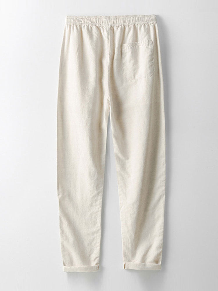 Short Sleeve Knitted Waffle Cuban Shirt & Straight Linen Pants