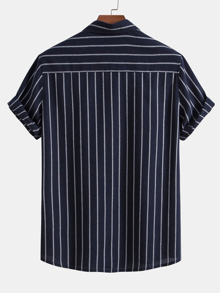 Cotton Blend Striped Button-Down Shirt
