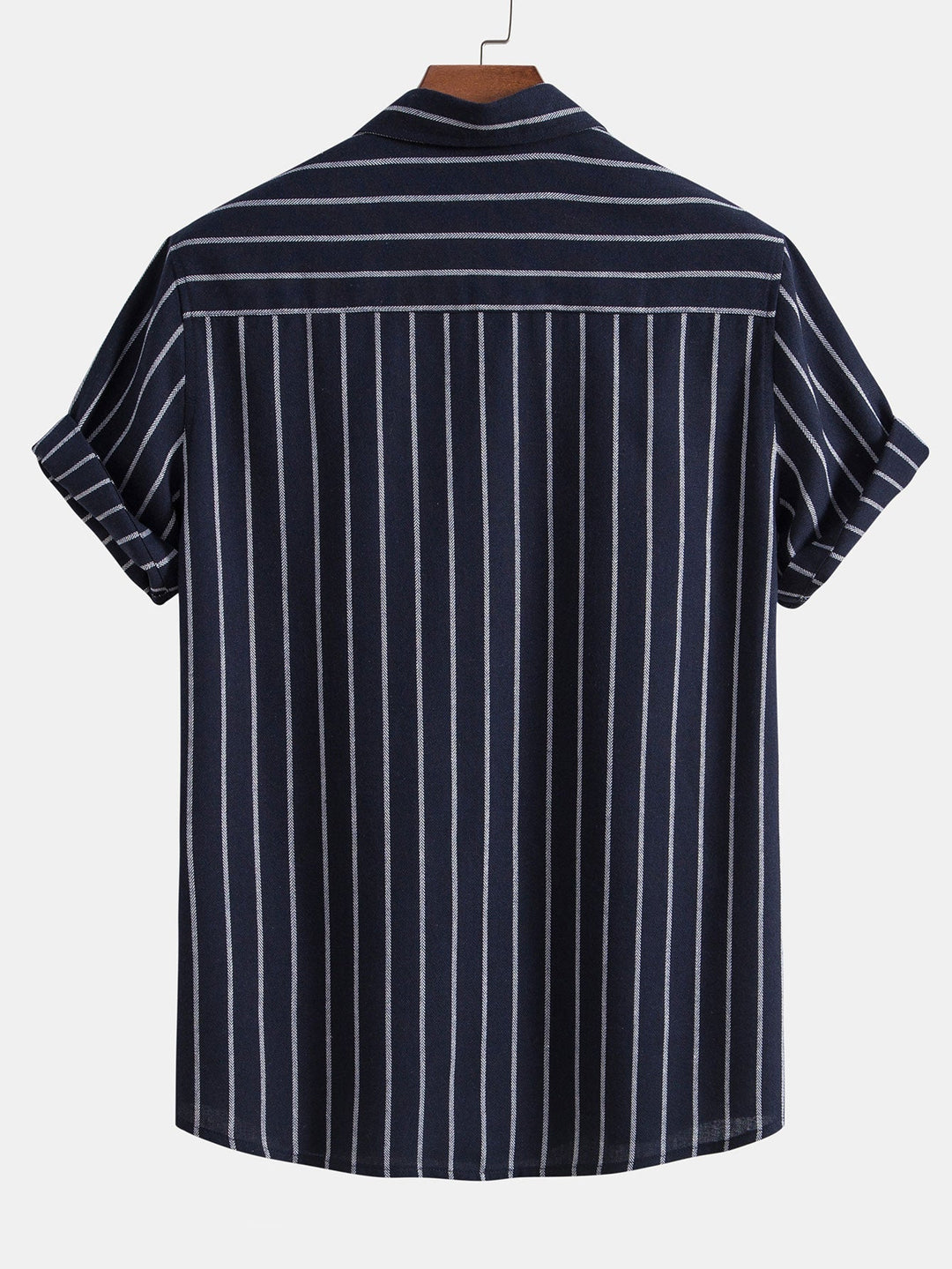Cotton Blend Striped Button-Down Shirt & Straight Linen Pants