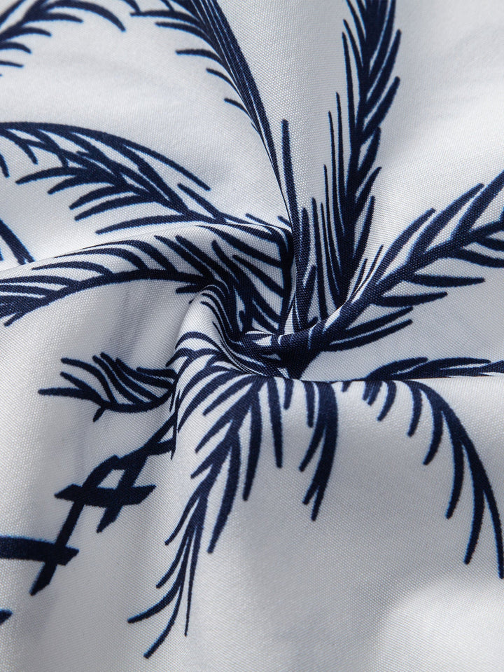Island Sailing Print Button-Up Shirt & Swim Shorts