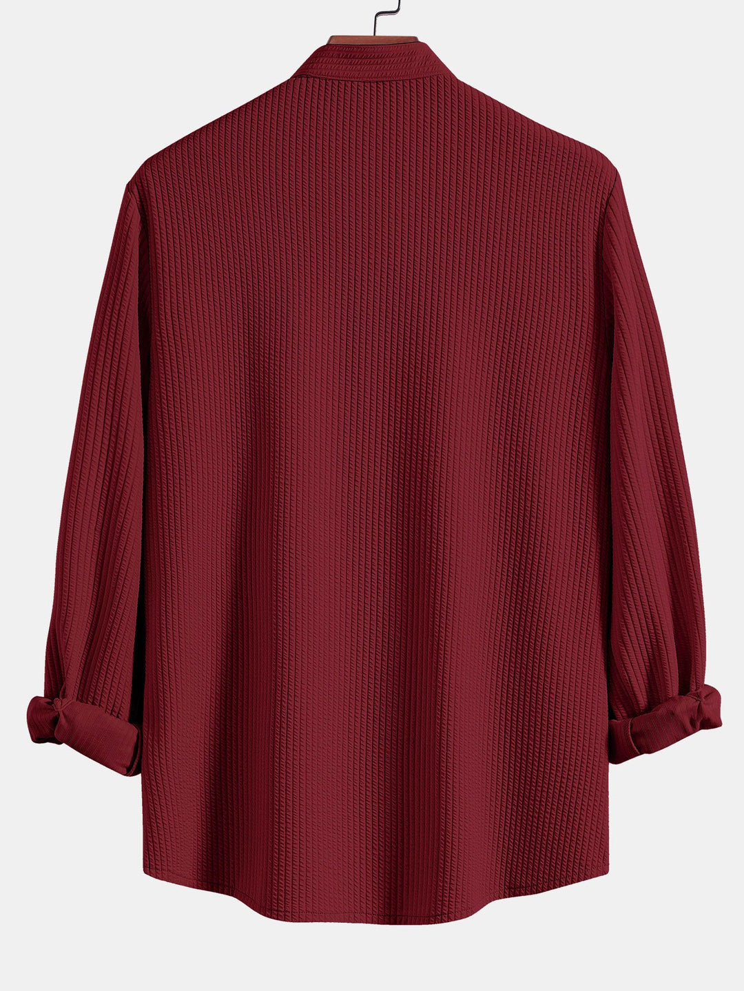Long Sleeve Muscle Fit Ribbed Stand-Up Collar Shirt