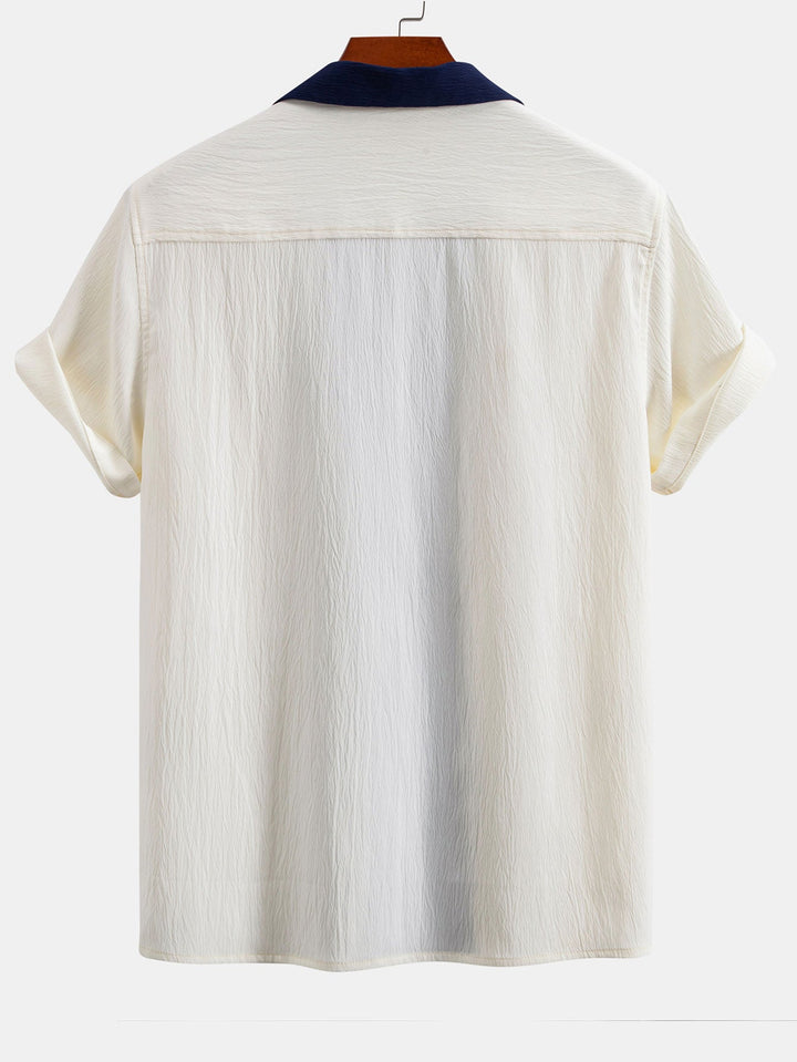 Textured Contrast Cuban Shirt & Straight Leg Pants