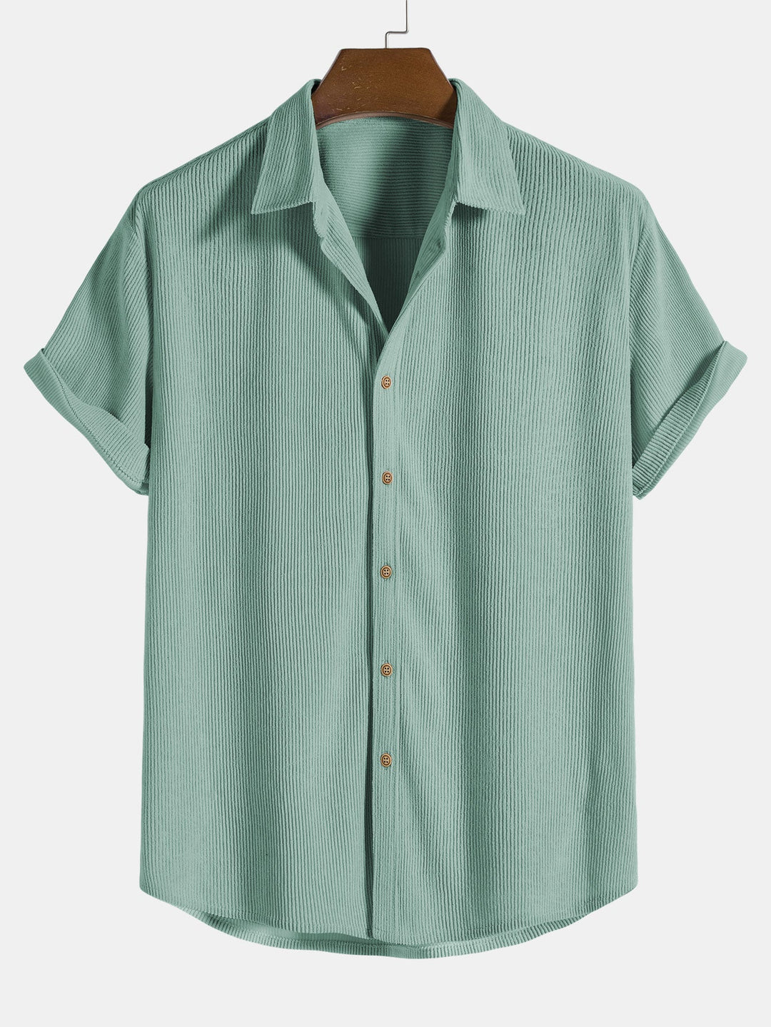 Cotton Button-Down Shirt with Short Sleeves