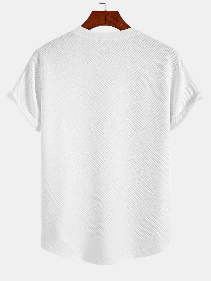 Short Sleeve Striped Jacquard Bow Hem T-Shirt