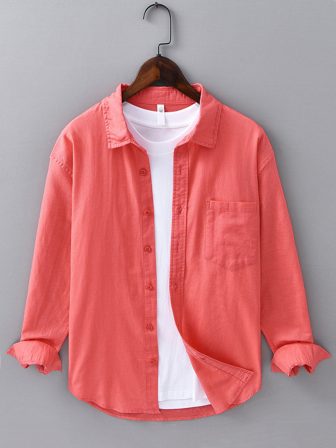 Linen long sleeve cotton shirt with pocket