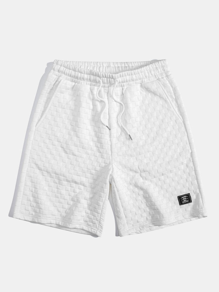 Checkerboard Jacquard Arc Hem Hooded T-Shirt & Checkerboard Jacquard Shorts
