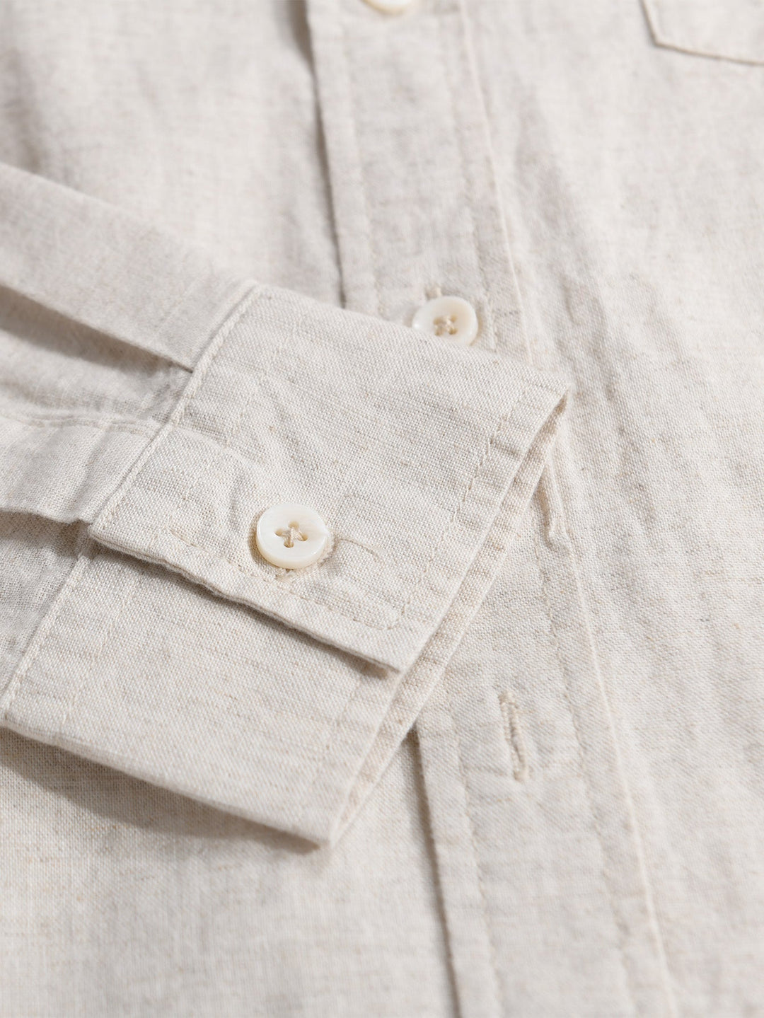 Long sleeve linen cotton light brown shirt with D-collar