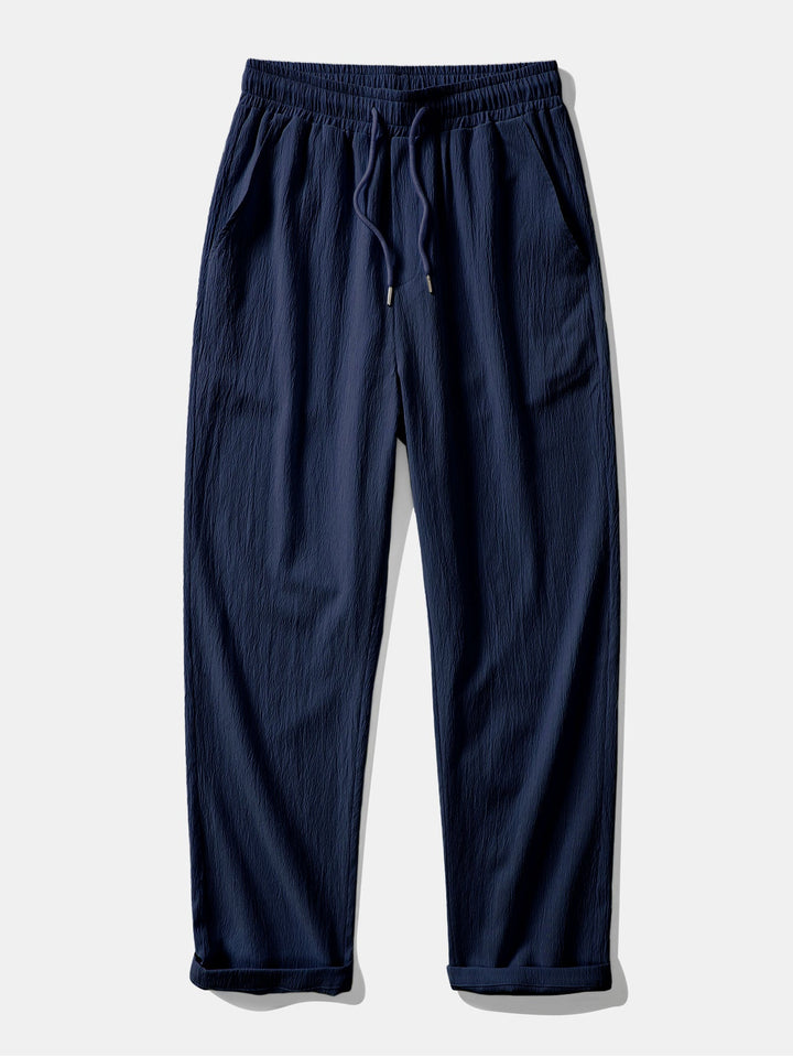 Textured Contrast Cuban Shirt & Straight Leg Pants