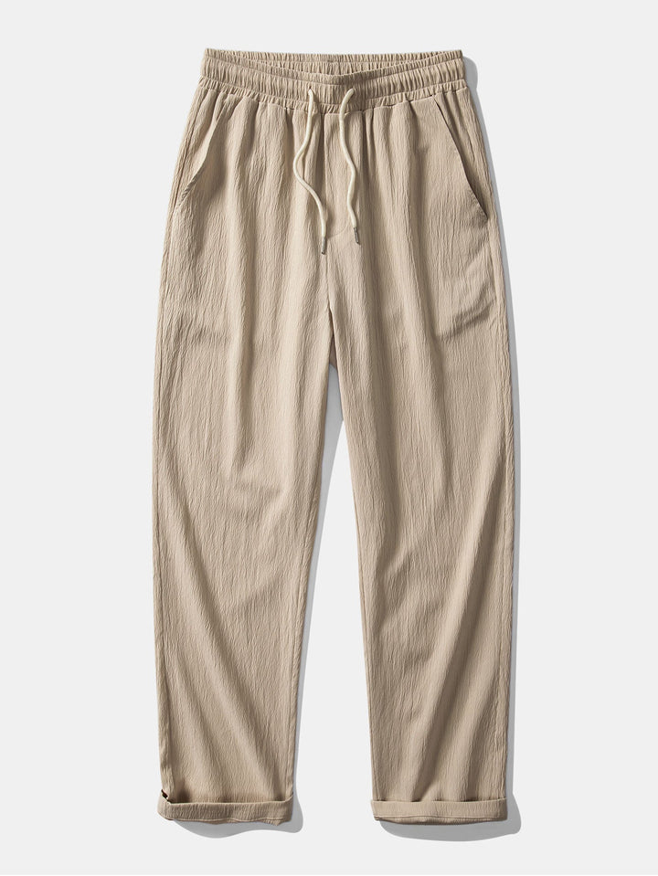 Wrinkled texture shirt & wrinkled Straight pants