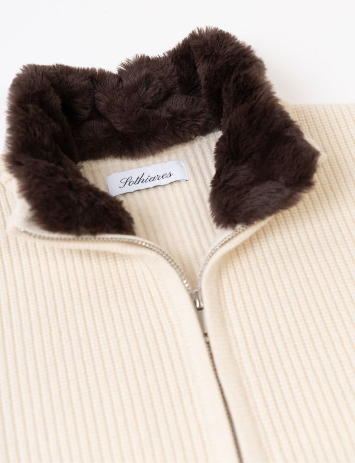 Pothiares Full Fur lined Cardigan | Navy